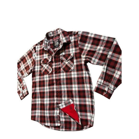 Dixxon Flannel Klock Werks 25 Year Limited Edition Red White Plaid Men’s L Snap - Picture 3 of 12